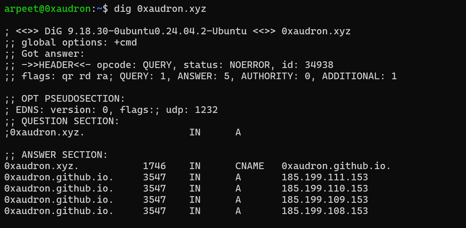 dig records of subdomain
