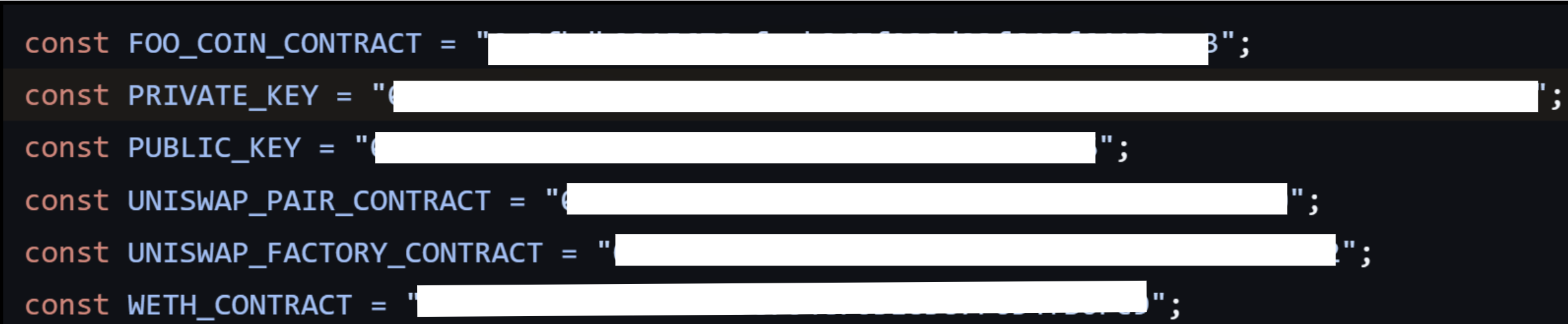 Example of hardcoded secrets